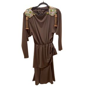 Vintage Tiered Long Sleeve dress with embellished shoulders